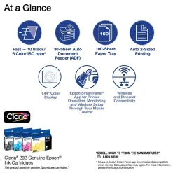 Color Printers<Epson WorkForce WF-2930 Wireless Color Inkjet Printer, All-In-One, Print, Scan, Copy, Fax (9472537)