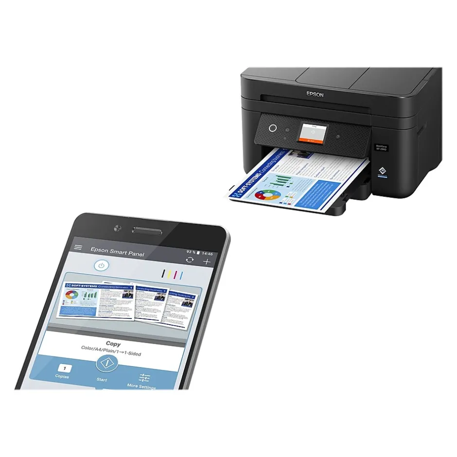 Color Printers<Epson WorkForce WF-2960 Wireless Color Inkjet Printer, All-In-One, Print, Scan, Copy, Fax (9472538)