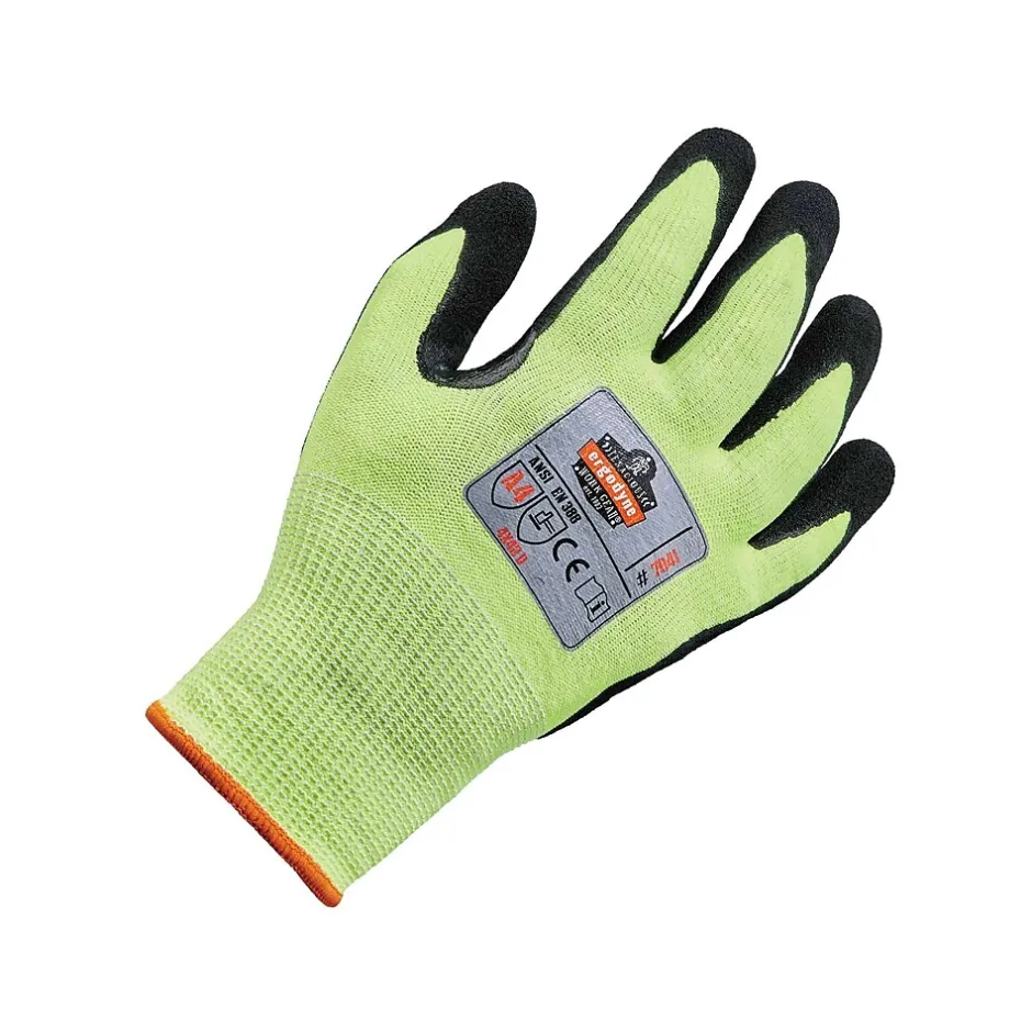 Work Gloves<Ergodyne ProFlex 7041 Hi-Vis Nitrile-Coated Cut-Resistant Gloves, ANSI A4, Wet Grip, Lime, XXL, 12 Pairs (17816)