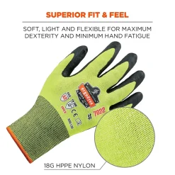 Work Gloves<Ergodyne ProFlex 7022 Hi-Vis Nitrile Coated Cut-Resistant Gloves, ANSI A2, Dry Grip, Lime, XL, 144 Pairs (17875)
