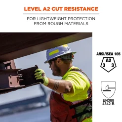 Work Gloves<Ergodyne ProFlex 7021 Hi-Vis Nitrile Coated Cut-Resistant Gloves, ANSI A2, Wet Grip, Lime, XXL, 144 Pairs (17966)