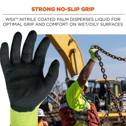 Work Gloves<Ergodyne ProFlex 7021 Hi-Vis Nitrile Coated Cut-Resistant Gloves, ANSI A2, Wet Grip, Lime, XXL, 144 Pairs (17966)