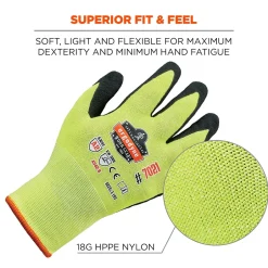 Work Gloves<Ergodyne ProFlex 7021 Hi-Vis Nitrile Coated Cut-Resistant Gloves, ANSI A2, Wet Grip, Lime, XXL, 144 Pairs (17966)