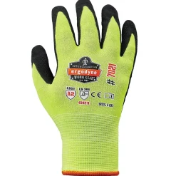 Work Gloves<Ergodyne ProFlex 7021 Hi-Vis Nitrile Coated Cut-Resistant Gloves, ANSI A2, Wet Grip, Lime, XXL, 144 Pairs (17966)