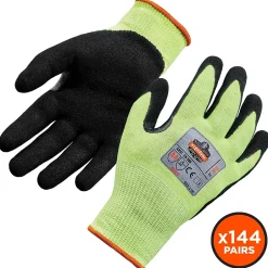 Work Gloves<Ergodyne ProFlex 7041 Hi-Vis Nitrile-Coated Cut-Resistant Gloves, ANSI A4, Wet Grip, Lime, XXL, 144 Pairs (17826)