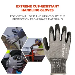 Work Gloves<Ergodyne ProFlex 7072 Nitrile Coated Cut-Resistant Gloves, ANSI A7, Gray, Small, 1 Pair (10312)
