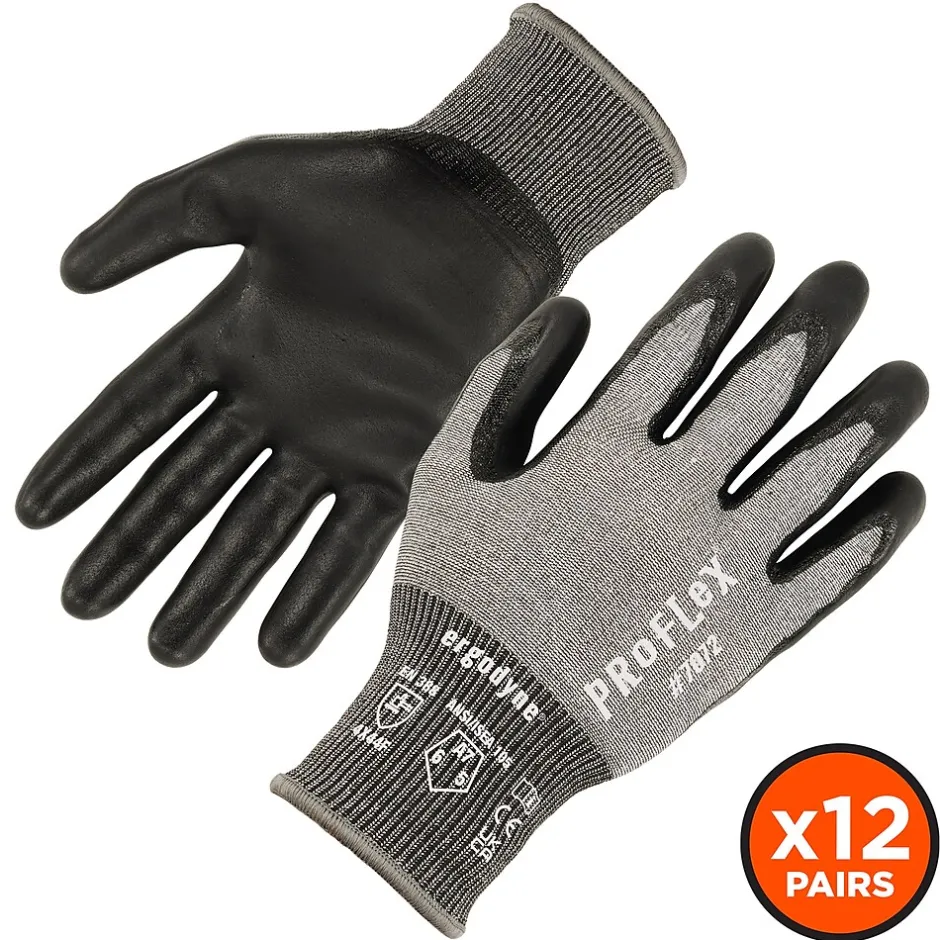 Work Gloves<Ergodyne ProFlex 7072 Nitrile Coated Cut-Resistant Gloves, ANSI A7, Gray, XL, 12 Pair (10305)