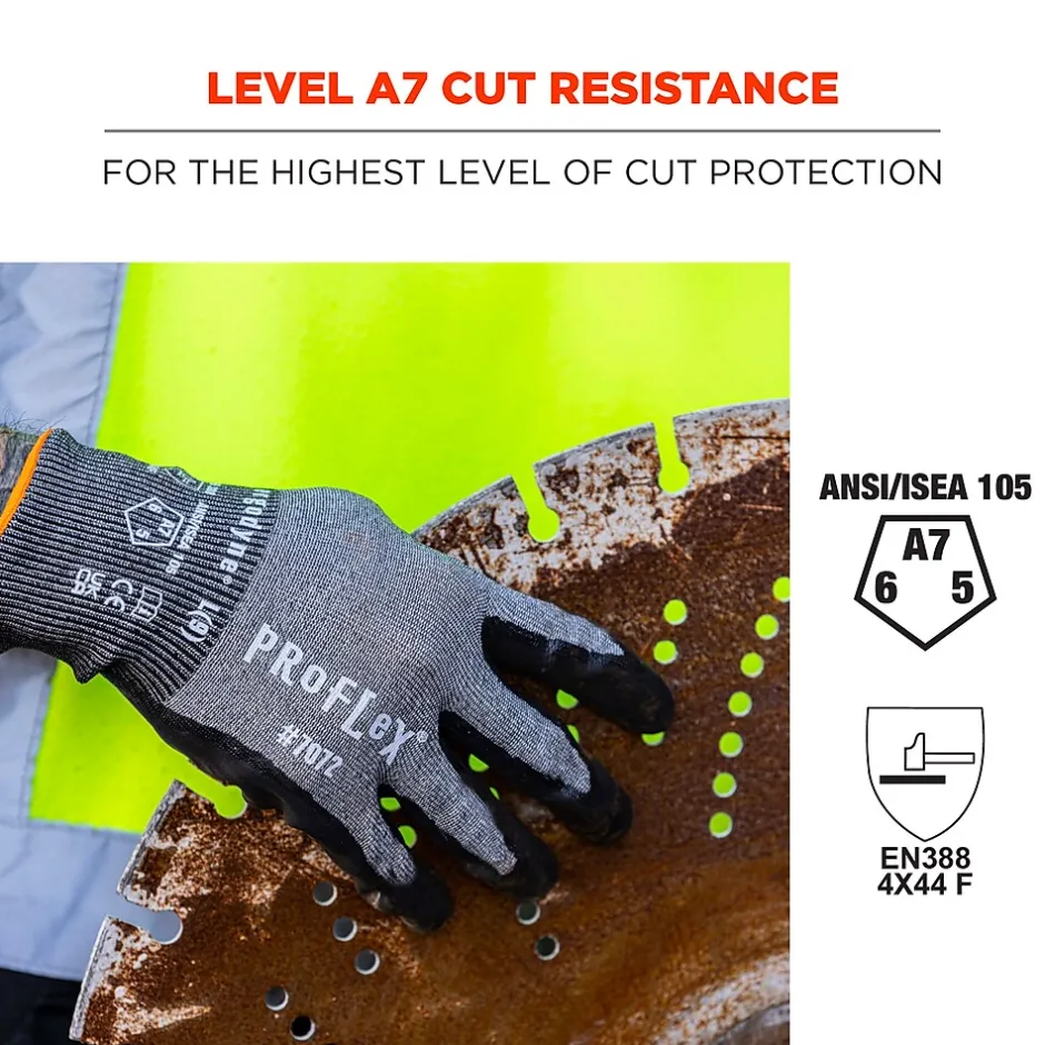 Work Gloves<Ergodyne ProFlex 7072 Nitrile Coated Cut-Resistant Gloves, ANSI A7, Gray, XL, 12 Pair (10305)