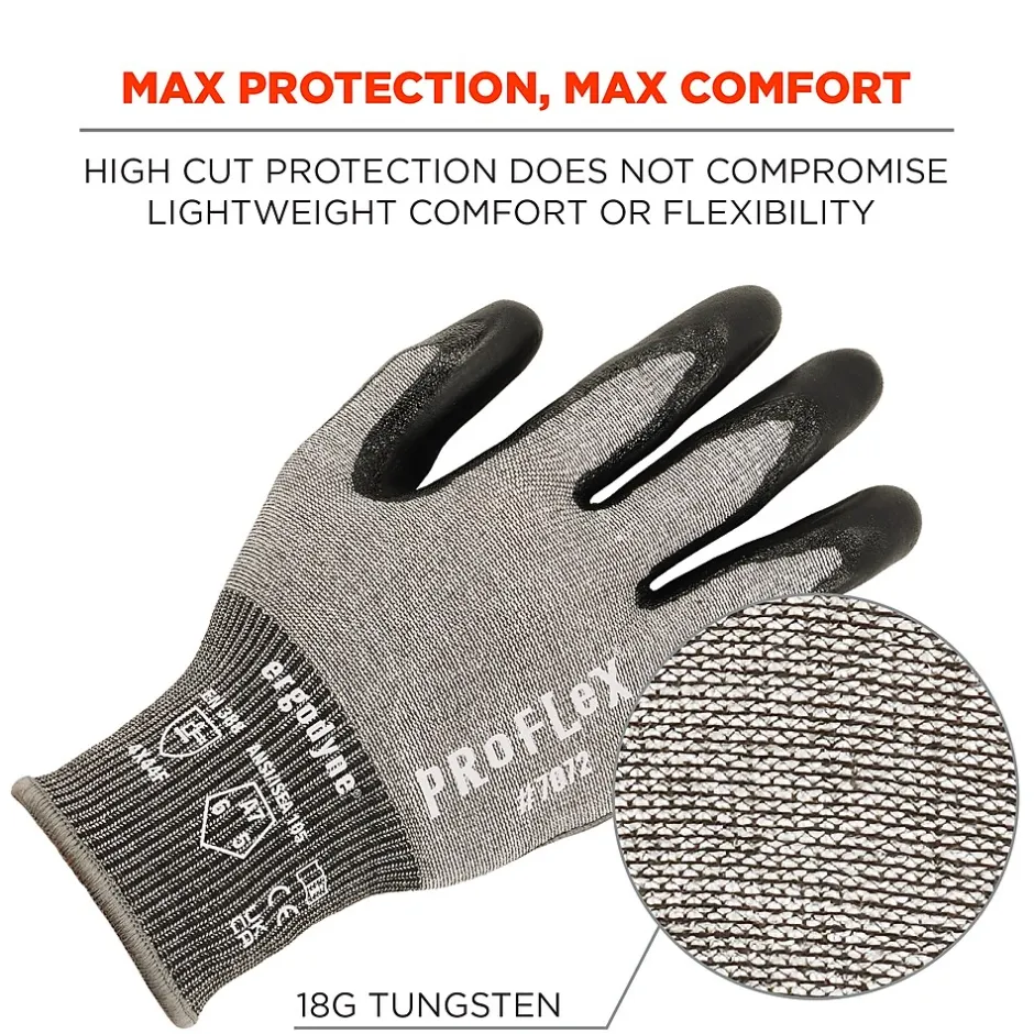 Work Gloves<Ergodyne ProFlex 7072 Nitrile Coated Cut-Resistant Gloves, ANSI A7, Gray, XL, 12 Pair (10305)