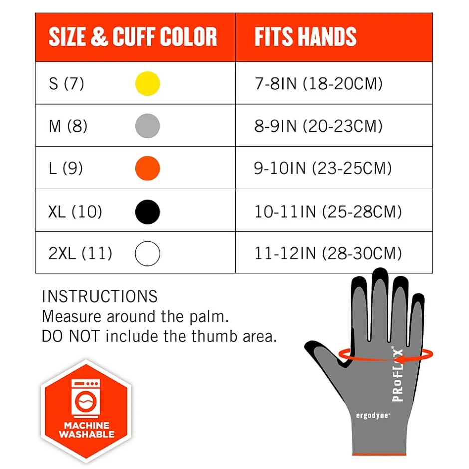Work Gloves<Ergodyne ProFlex 7072 Nitrile Coated Cut-Resistant Gloves, ANSI A7, Gray, XL, 12 Pair (10305)