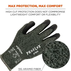 Work Gloves<Ergodyne ProFlex 7070 Nitrile Coated Cut-Resistant Gloves, ANSI A7, Heat Resistant, Green, Large, 12 Pair (18034)