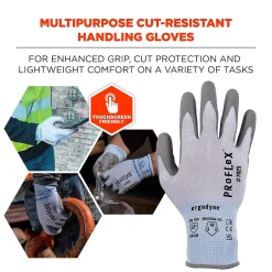 Work Gloves<Ergodyne ProFlex 7025 PU Coated Cut-Resistant Gloves, ANSI A2, Blue, XL, 1 Pair (10435)