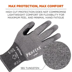 Work Gloves<Ergodyne ProFlex 7071 PU Coated Cut-Resistant Gloves, ANSI A7, Gray, XXL, 1 Pair (18076)