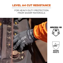 Work Gloves<Ergodyne ProFlex 7044 PU Coated Cut-Resistant Gloves, ANSI A4, Gray, Large, 1 Pair (10494)