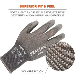 Work Gloves<Ergodyne ProFlex 7044 PU Coated Cut-Resistant Gloves, ANSI A4, Gray, Large, 1 Pair (10494)