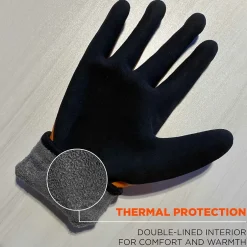 Work Gloves<Ergodyne ProFlex 7551 Waterproof Cut-Resistant Winter Work Gloves, ANSI A5, Orange, Medium, 1 Pair (17673)