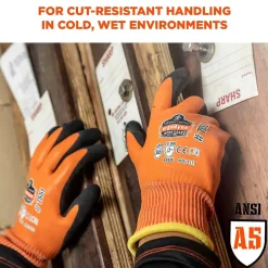Work Gloves<Ergodyne ProFlex 7551 Waterproof Cut-Resistant Winter Work Gloves, ANSI A5, Orange, XL, 144 Pairs (17995)
