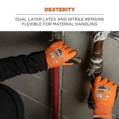 Work Gloves<Ergodyne ProFlex 7551 Waterproof Cut-Resistant Winter Work Gloves, ANSI A5, Orange, XL, 144 Pairs (17995)