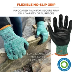 Work Gloves<Ergodyne ProFlex 7002-ECO Recycled PU Coated Gloves, 15 Gauge, Green, X-Small (10561)