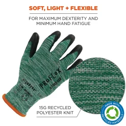 Work Gloves<Ergodyne ProFlex 7002-ECO Recycled PU Coated Gloves, 15 Gauge, Green, X-Small (10561)