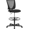 Sale Ergonomic Mid-Back Mesh Drafting Chair with Black Fabric Seat and Adjustable Foot Ring [GO-2100-GG] Office Chairs