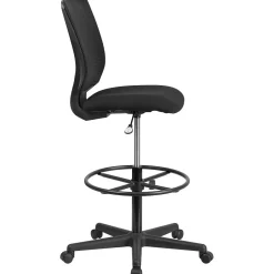 Sale Ergonomic Mid-Back Mesh Drafting Chair with Black Fabric Seat and Adjustable Foot Ring [GO-2100-GG] Office Chairs