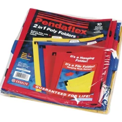 Pendaflex Esselte ® 2-in-1 Poly File Folders, Assorted Colors, Letter, Holds 8 1/2"H x 11"W, 10/Pk Best