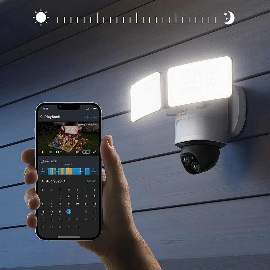 Security Cameras & Systems<eufy Outdoor Wireless Floodlight Security Camera, White (T8425121)