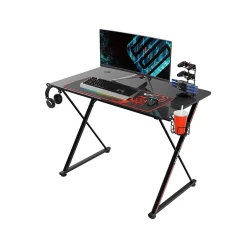 Outlet Ergonomic 39" Computer Gaming Desk, Black (GD0071-BK) Corner Desks