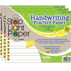 Outlet Stop Light Paper, 8.5" x 11" Practice Writing Paper, 100 Sheets/Pack, 3 Packs (EU-805107-3) Classroom Paper
