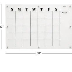 Clearance Excello Global Products Acrylic Dry Erase Board with Custom Printed Calendar, 30" x 20" (EGP-HD-0525) Dry Erase