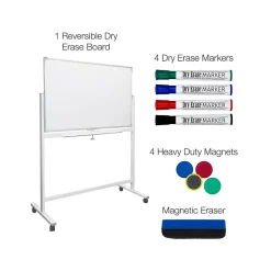 Online Dry-Erase Mobile Whiteboard, Aluminum Frame, 48