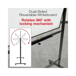 Clearance Double Sided Magnetic Steel Mobile Dry-Erase Whiteboard, Aluminum Frame, 4' x 3' (EGP-HD-0066-BK) Dry Erase