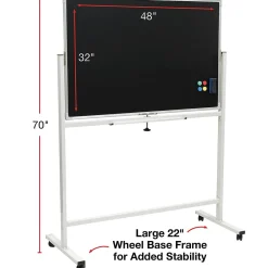 Excello Global Products Double Sided Magnetic Mobile Whiteboard Chalkboard Combo, White Frame, 48