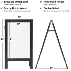 Best Excello Global Products Indestructible A-Frame Whiteboard, 40" x 22", Black (EGP-HD-0538-BK) Dry Erase
