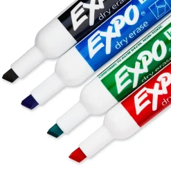 Expo Dry Erase Marker, Chisel Point, Assorted, 4/Pack (80074)