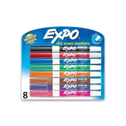 Expo Dry Erase Marker, Fine Tip, Assorted, 8/Pack (86601) Clearance