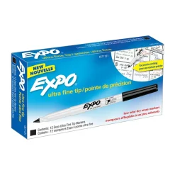 Expo Dry Erase Markers, Ultra Fine Tip, Black, 12/Pack (1871131) Clearance