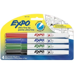 Expo Dry Erase Markers, Ultra Fine Tip, Assorted, 4/Pack (1871133) Assorted Colors