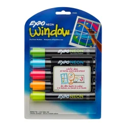 Expo Neon Window Dry Erase Markers, Bullet Tip, Assorted, 5/Pack (1752226) Hot