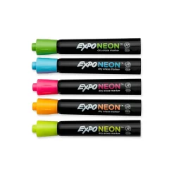 Expo Neon Window Dry Erase Markers, Bullet Tip, Assorted, 5/Pack (1752226) Hot