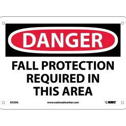Social Distance Signage<National Marker Fall Protection Required In This Area, 7X10, .040 Aluminum, Danger Sign