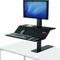 Hot Lotus VE Sit-Stand Single Manual Lift Workstation, Black (2750862) Standing Desks