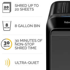 Fellowes LX220 20-Sheet Micro-Cut Shredder, Black (5015401)* Shredders & Accessories