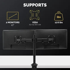 Fellowes Reflex Dual Adjustable Monitor Arm, Up to 27", Black (8502601)* Monitor Mounts & Stands