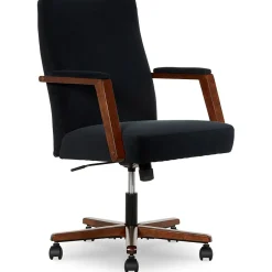 Online NEO ONE Ergonomic Velvet Fabric/Wood Swivel Executive Chair, Black (52304-BLK) Office Chairs