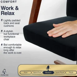 Online NEO ONE Ergonomic Velvet Fabric/Wood Swivel Executive Chair, Black (52304-BLK) Office Chairs