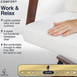 NEO ONE Ergonomic Velvet Fabric/Wood Swivel Executive Chair, Cream (52304-CRM) Office Chairs