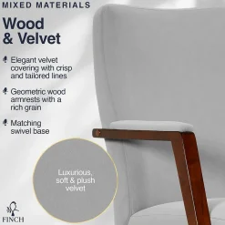 Online NEO ONE Ergonomic Velvet Fabric/Wood Swivel Executive Chair, Gray (52304-GRY) Office Chairs