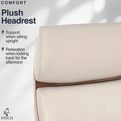 Discount NEO TWO Ergonomic Vegan Leather/Wood Swivel Executive Chair, Cream (52373-CRM) Office Chairs